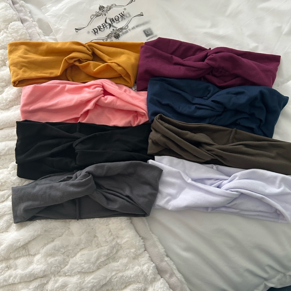 Lot of 8 stretchy, front knotted headbands